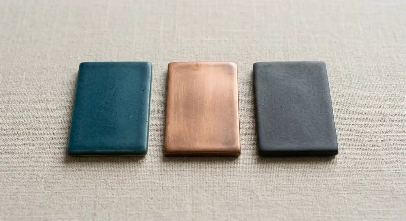 Drei nebeneinanderliegende Spielkarten-Symbole auf einem neutralen Tisch, jedes mit unterschiedlicher Farbe als Anbieter-Markierung