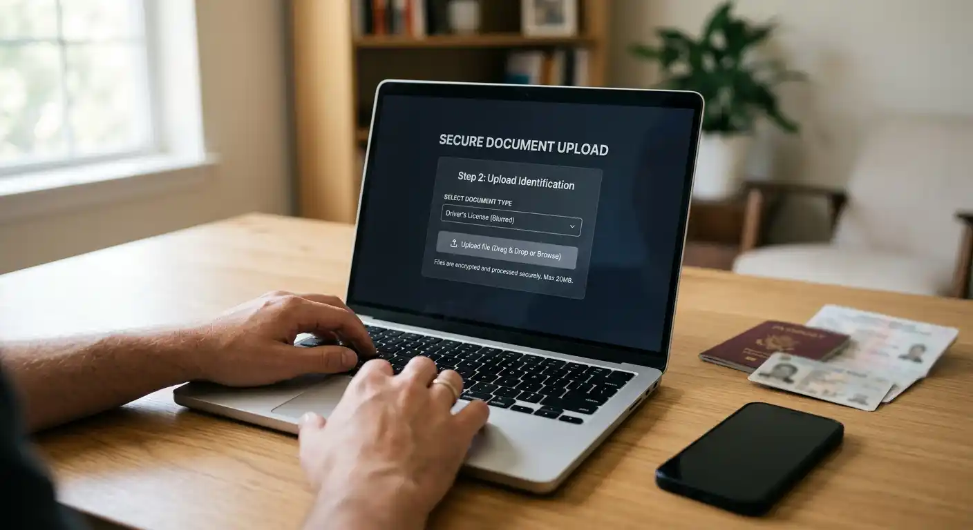 Identitätsprüfung mit neutralen Dokumenten und geschütztem Upload