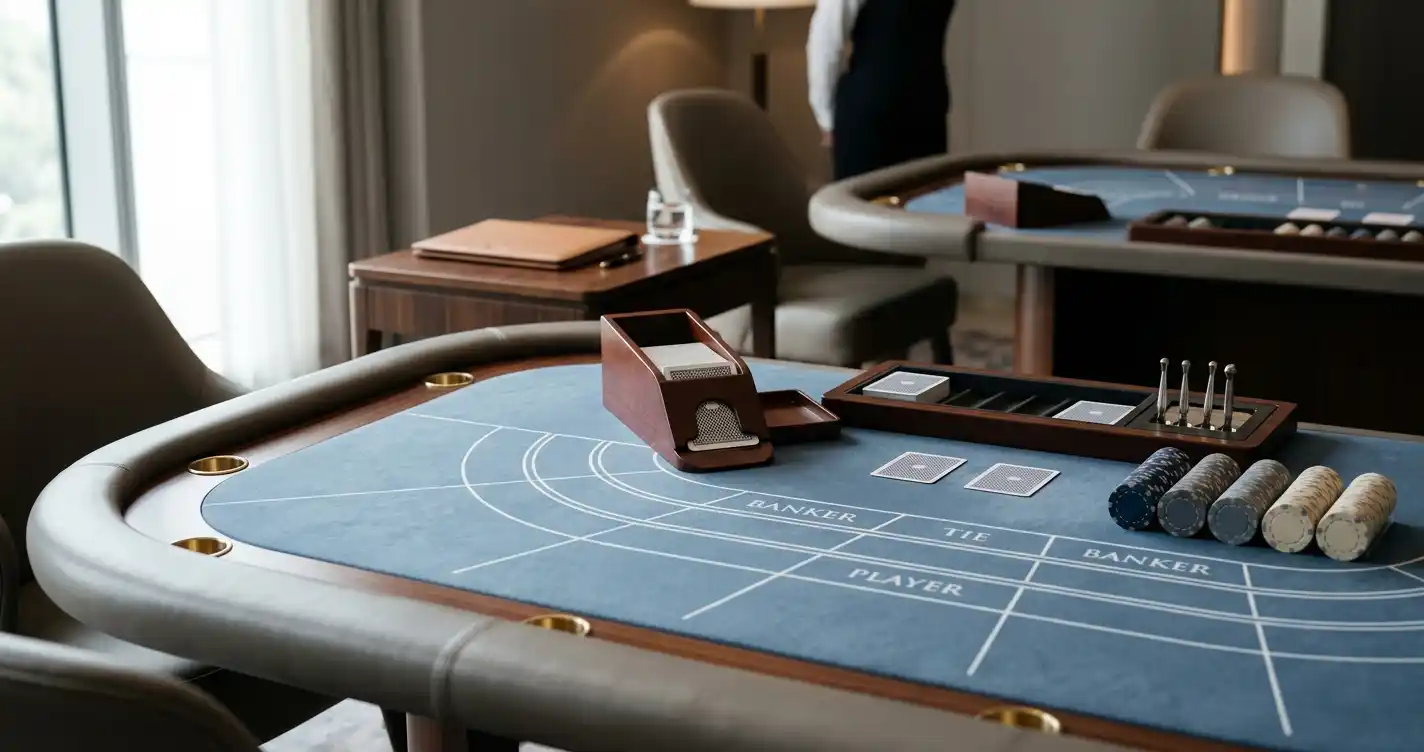 Live-Baccarat-Tisch mit neutralen Karten und österreichischem Prüfvermerk