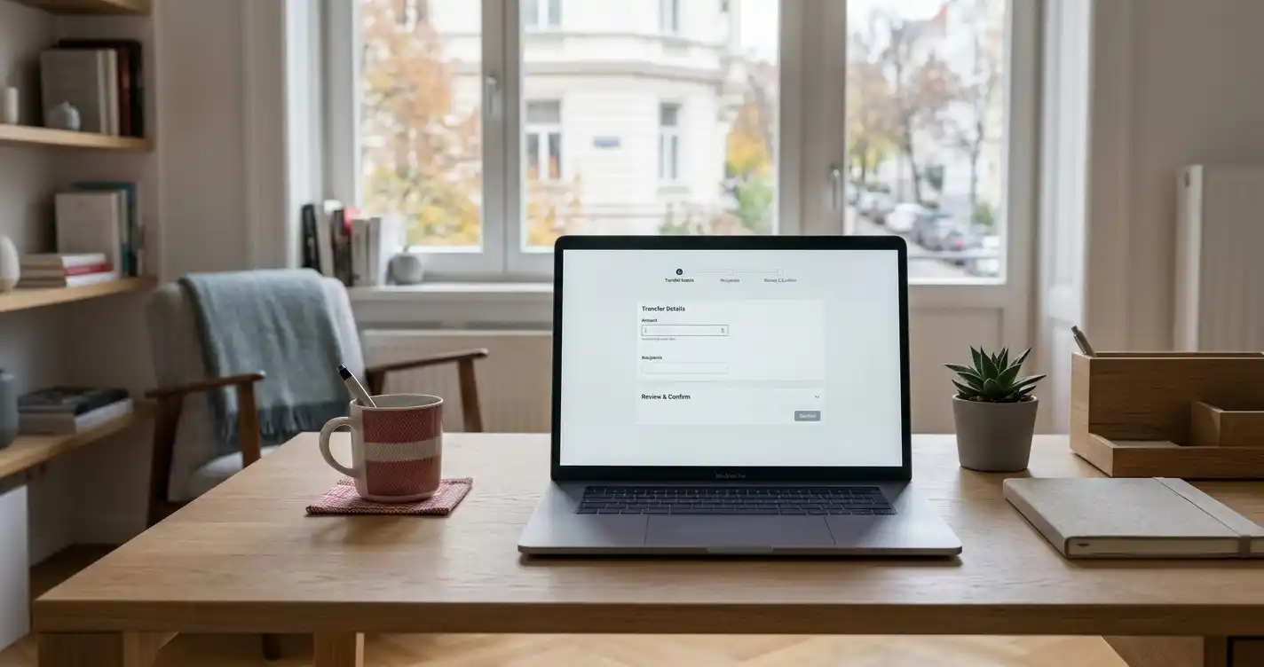 Trustly-Bankzahlung im österreichischen Online-Casino auf neutralem Laptop