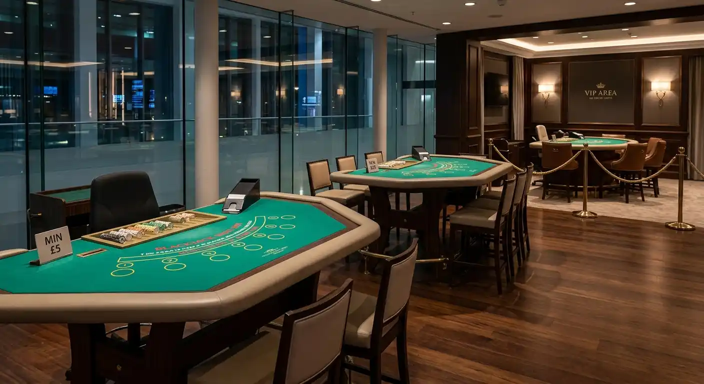 Übersicht verschiedener Live-Blackjack-Tische mit unterschiedlichen Einsatzlimits