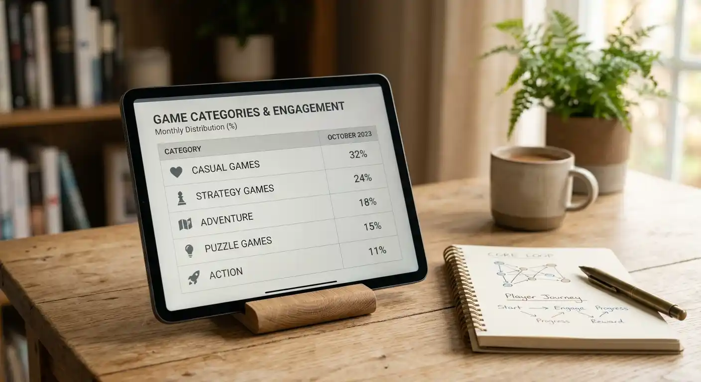 Schreibtisch mit Tablet, das eine Spielgewichtungs-Tabelle für Cashback-Programme zeigt