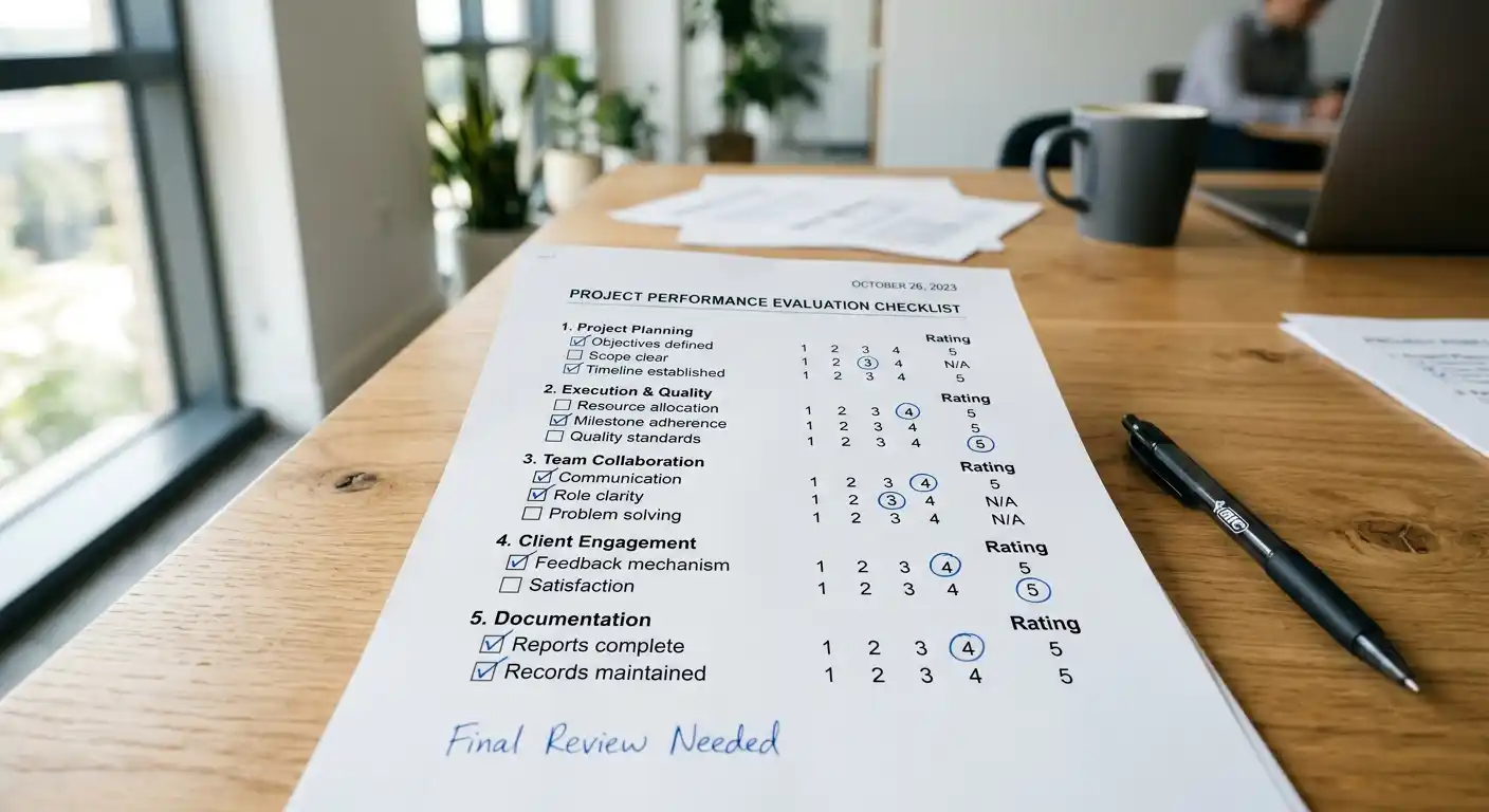 Checkliste mit Casino-Auswahlkriterien und Bewertungsskala