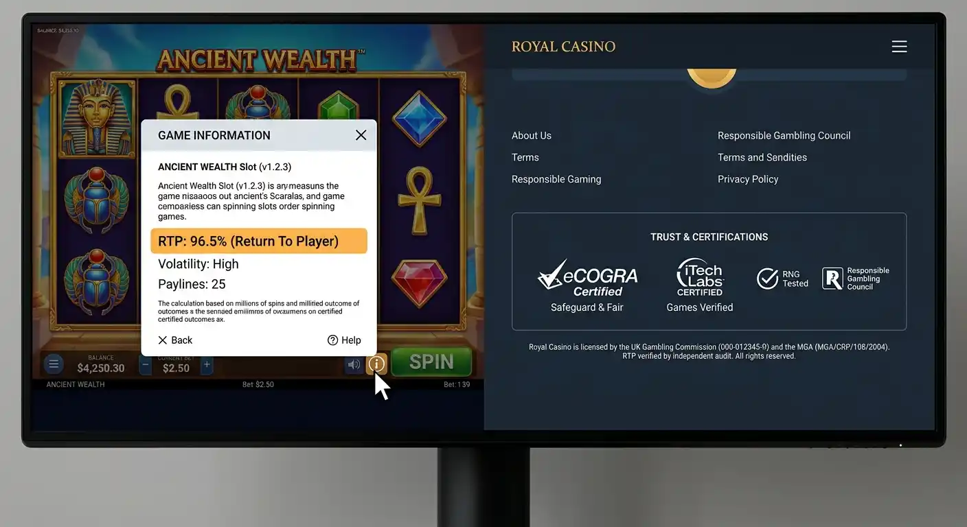 Online Casino Auszahlungsquote selbst prüfen mit Spielinfo Interface