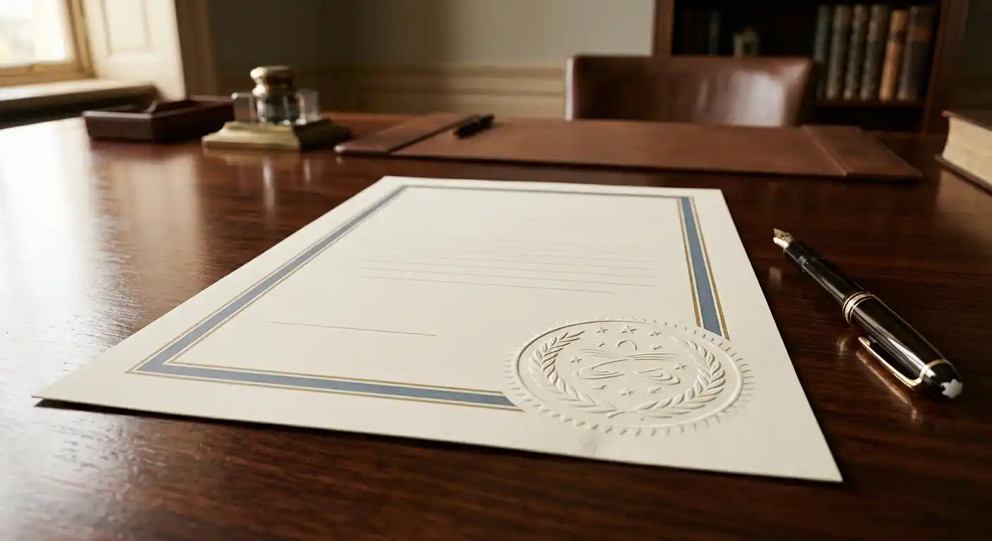 Amtliches österreichisches Dokument mit Stempel als Symbol für das Glücksspielmonopol
