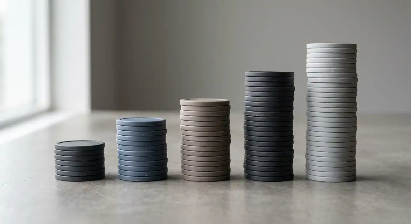 Guthaben-Stufen von fünf bis hundert Euro als symbolische Chips ohne Wertangabe
