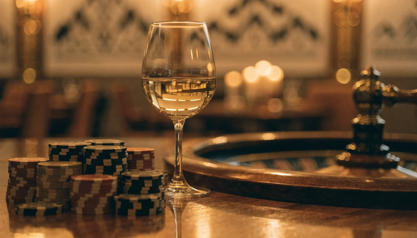 Casino-Chips und Roulette in elegantem österreichischem Ambiente