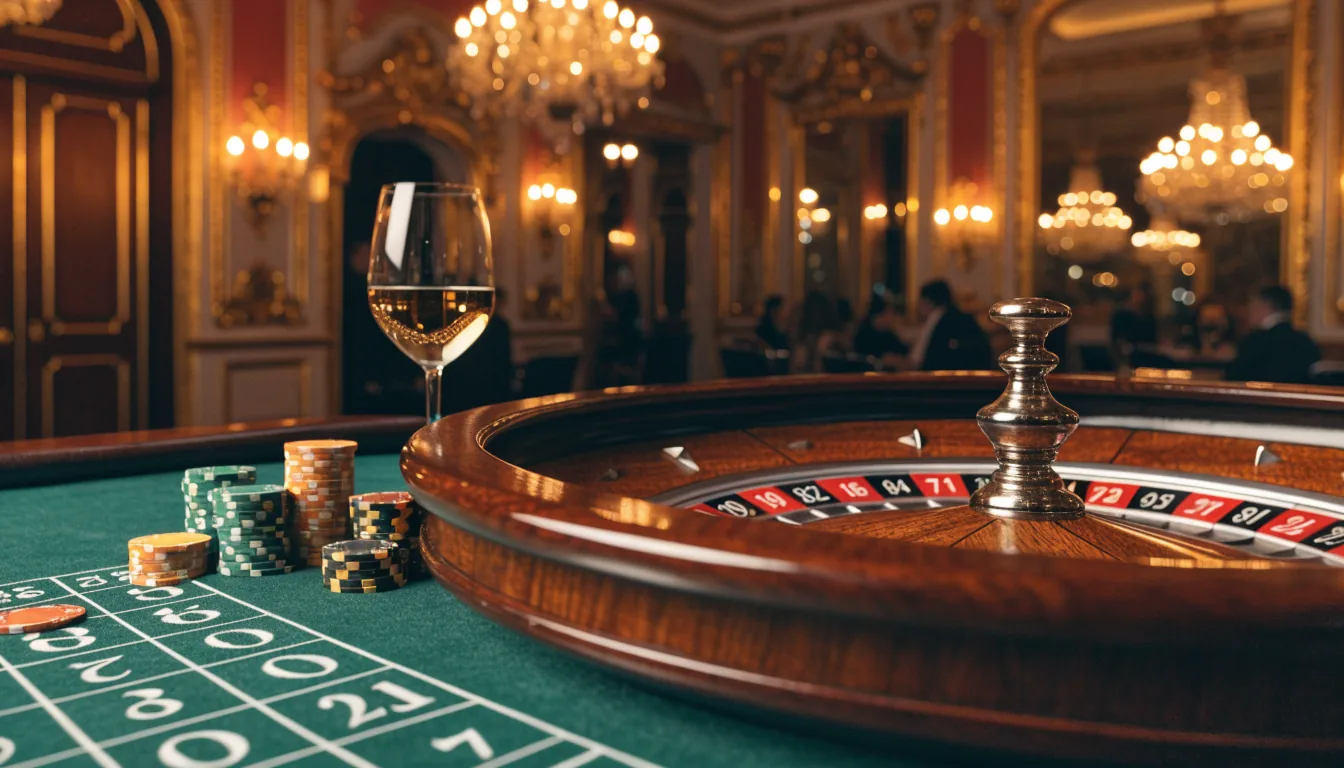 Eleganter österreichischer Spieltisch mit Roulette und Chips