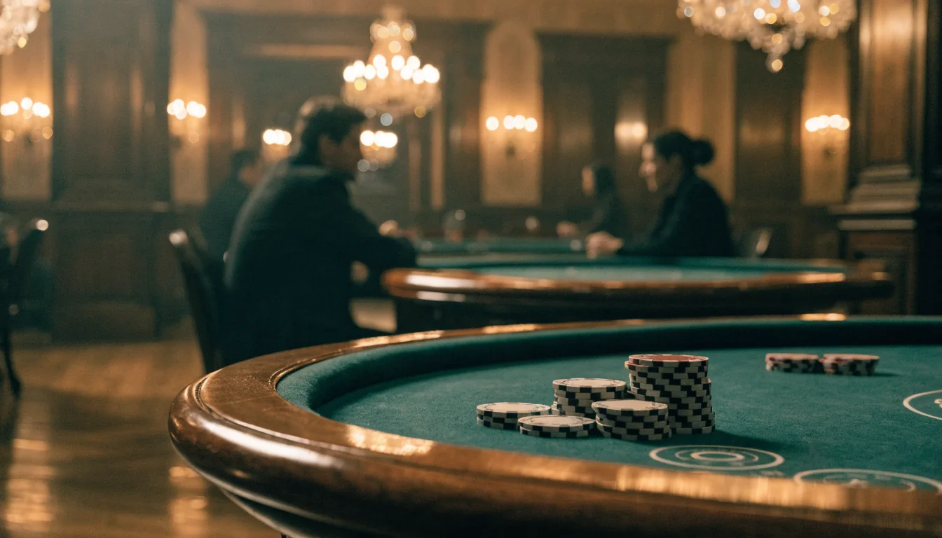 Elegantes Wiener Kasino mit Spielchips und warmem Licht