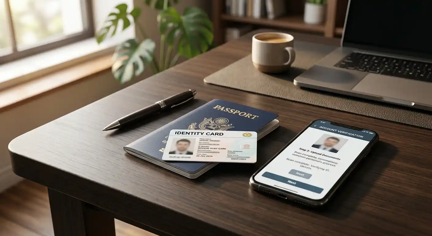 Ordentliche Dokumente und ein Smartphone für eine Kontoprüfung