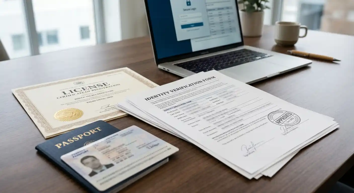Dokument mit KYC-Verifizierung und Curaçao-Lizenz-Siegel