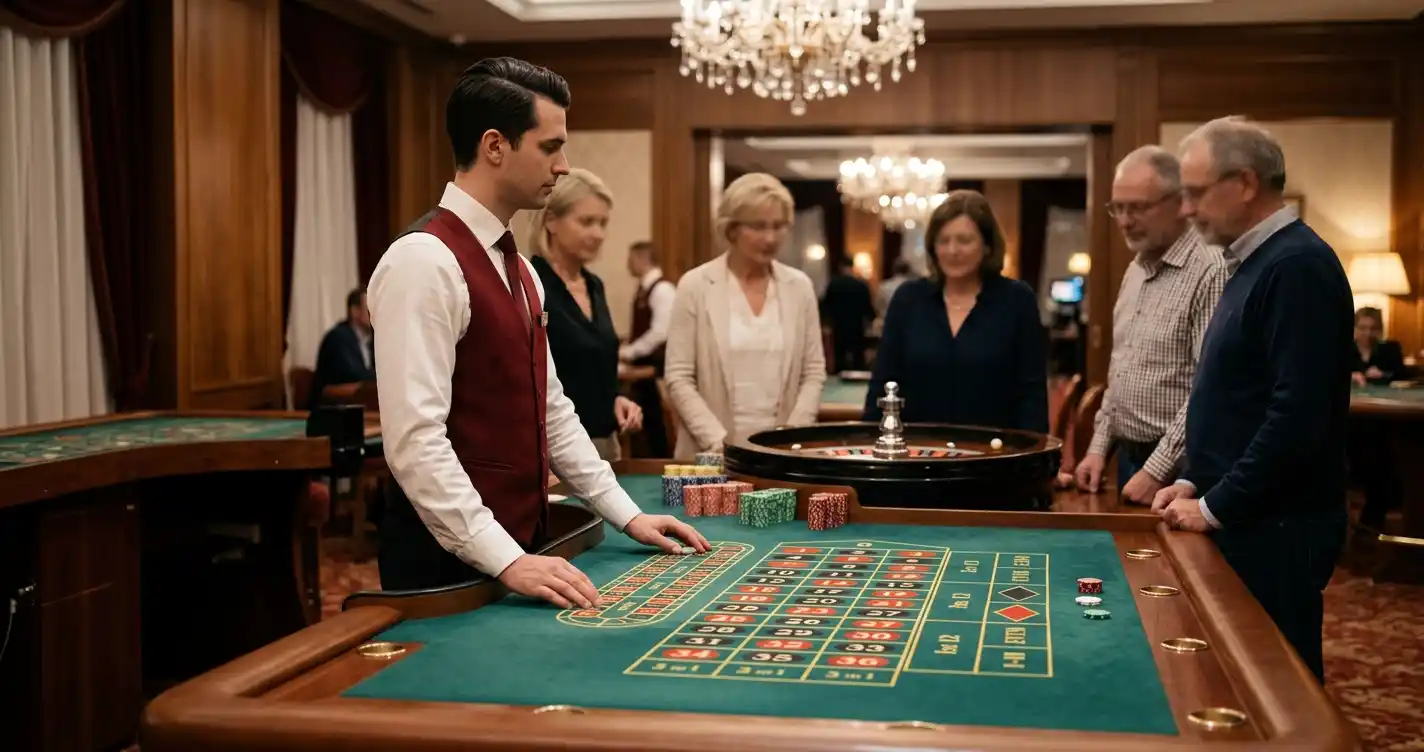 Live-Roulette-Tisch mit deutschsprachigem Croupier in österreichischer Casino-Atmosphäre