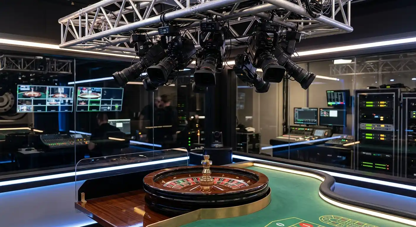Live-Roulette-Tisch mit mehreren Kamerawinkeln und HD-Streaming-Technologie