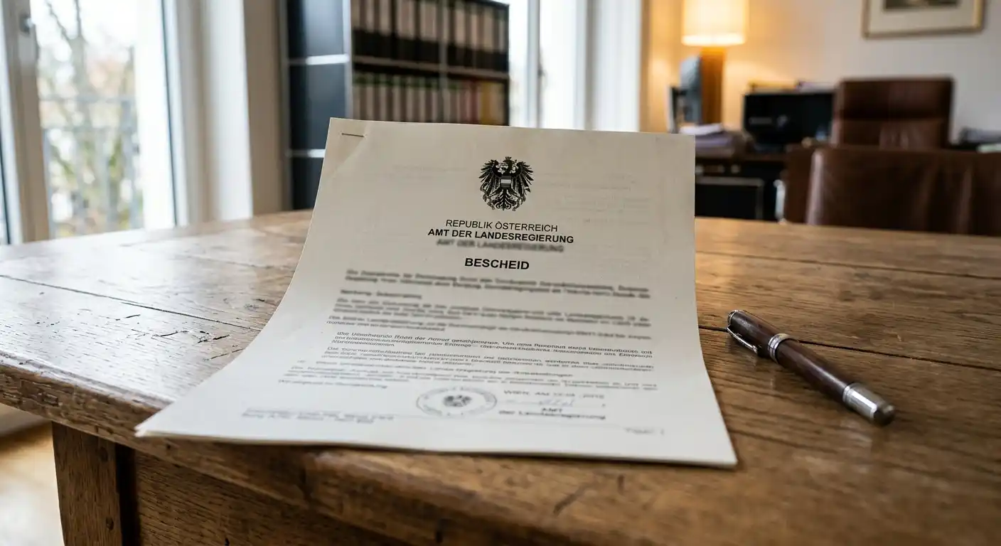 Österreichisches Glücksspielgesetz-Dokument auf Schreibtisch