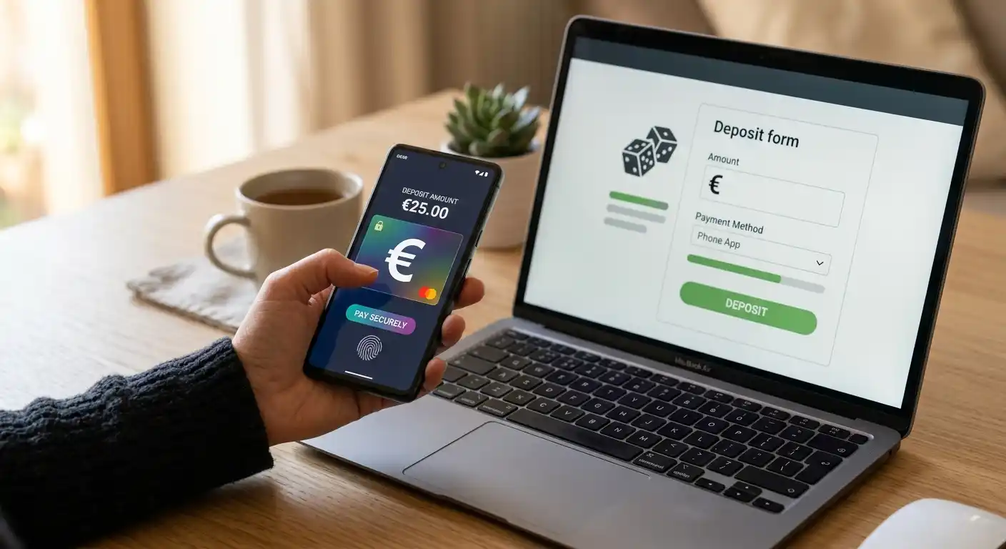 Revolut-App neben neutralem Einzahlungsformular ohne Markenlogos