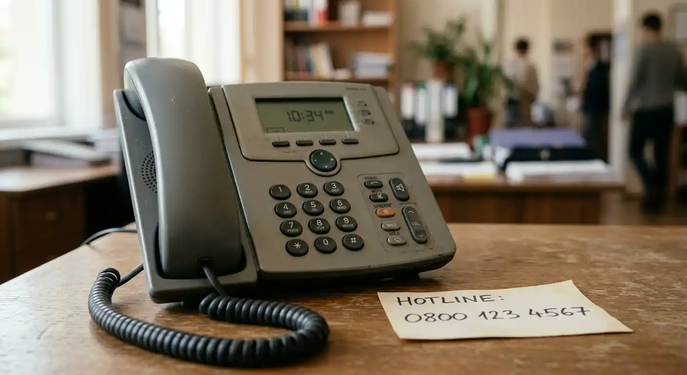 Telefon mit der Nummer einer Spielsucht-Hotline auf einem neutralen Hintergrund, kein Logo, nur die Ziffern