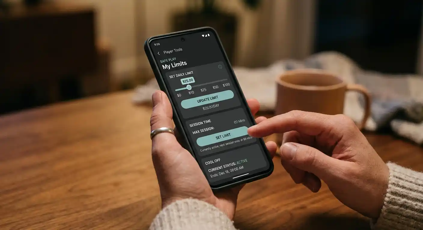 Person setzt bewusst Limit-Einstellung in neutraler App-Oberfläche