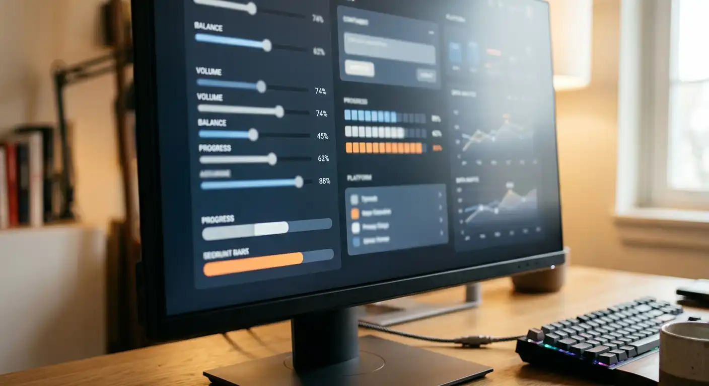 Screenshot-Stil einer Spielgewichtungs-Anzeige mit Schieberegler und neutralem Prozentwert