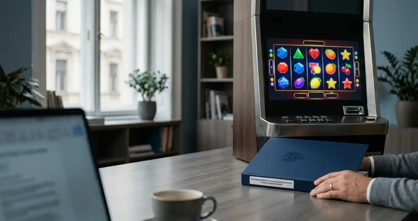 Starburst Online Casino in Österreich mit neutralem Spielautomat und Prüfdokument