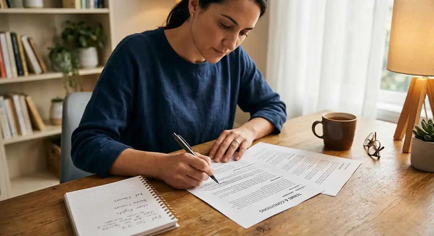 Person rechnet mit Stift und Notizblock die Umsatzbedingungen eines Bonus durch