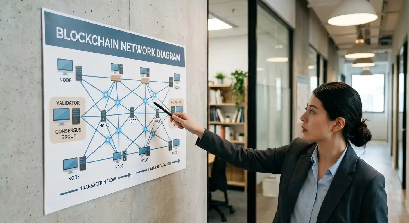Blockchain-Netzwerk-Diagramm mit verschiedenen Chains