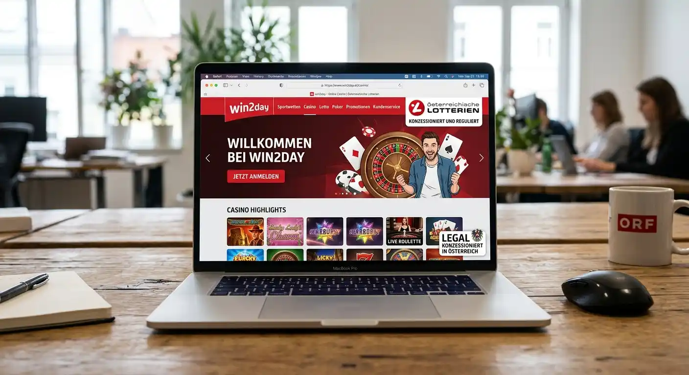 win2day Österreich offizielles Casino Interface mit Lotterien Logo