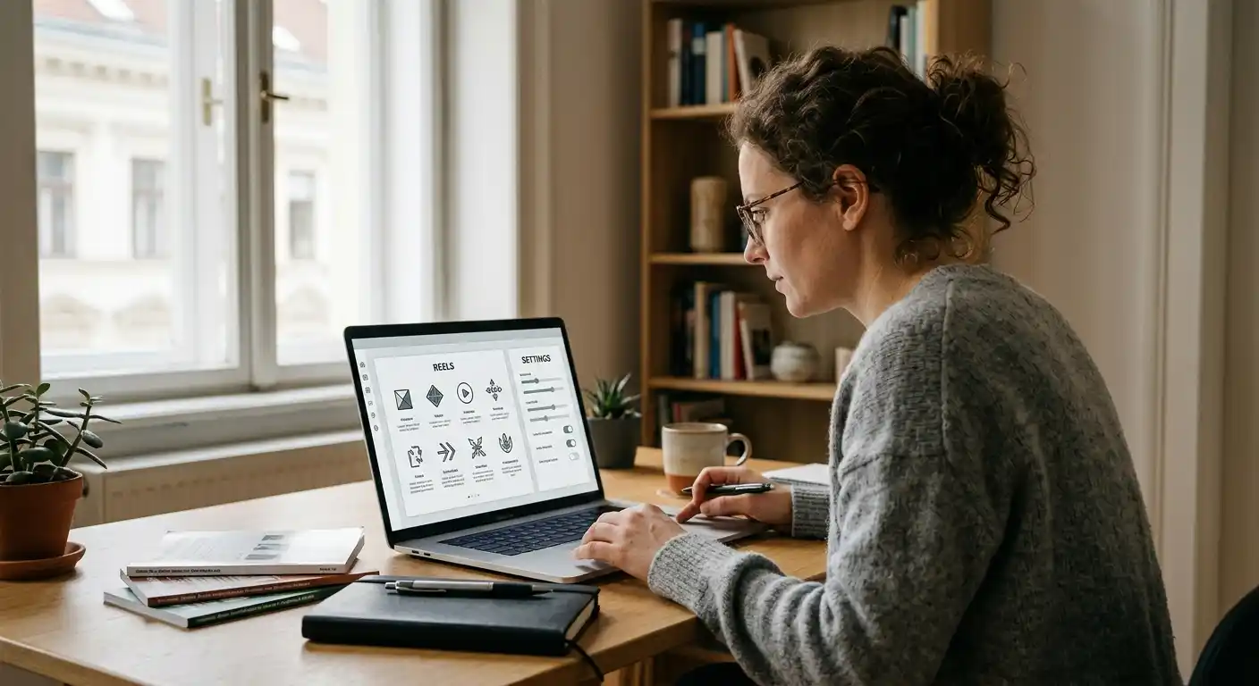 Laptop mit neutralem Online-Spielmenü und geöffneten Spielbedingungen