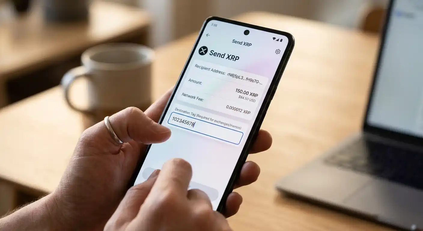 XRP-Einzahlung mit Wallet-Adresse und Destination Tag im Casino-Interface